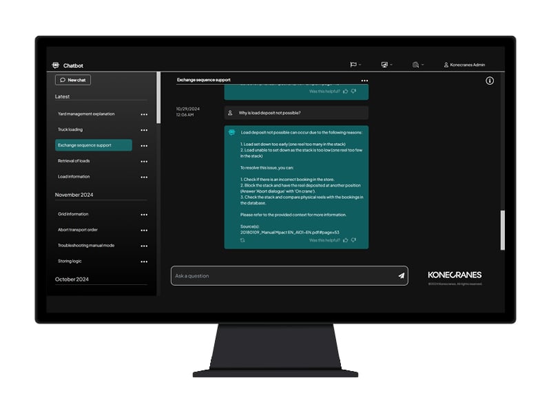 Konecranes WMS chatbot interface