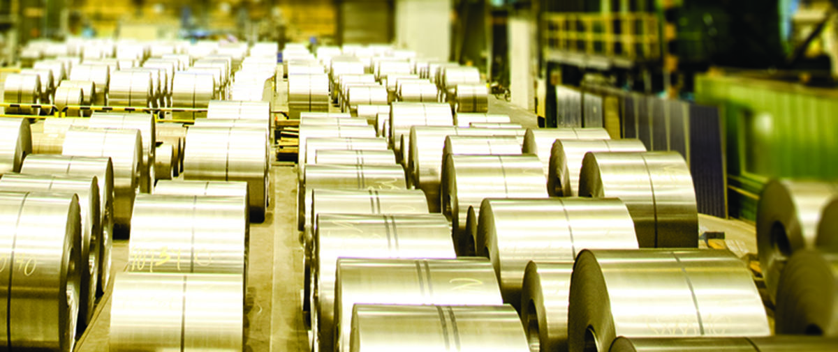 Steel coils in factory